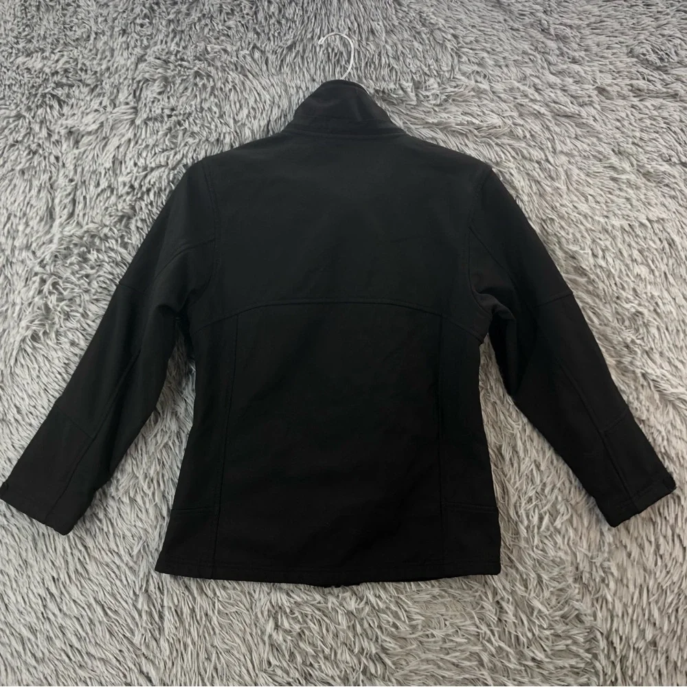 Reebok Jacket Girls Medium Black Pink Rain Resistant Pockets Fleece Lined